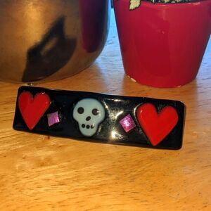 $5 Item! Handmade Ceramic Skull, Diamond and Heart Goth Barrette